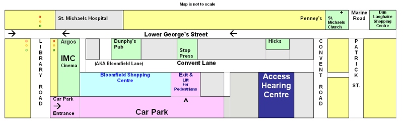Map of how to find Access Hearing Centre, Convent Lane, Dun Laoghaire, Co. Dublin, A96 WY46, Ireland Map of how to find Access Hearing Centre, Convent Lane, Dun Laoghaire, Co. Dublin, A96 WY46, Ireland